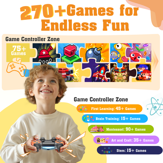 Kids Toys Projector with 275+ Games & TV, Mini Portable Projector With Wireless Controller, Eye-Safe HD Display, 270° Rotation, All-in-One Educational Learning & Entertainment Christmas Gifts for Kids