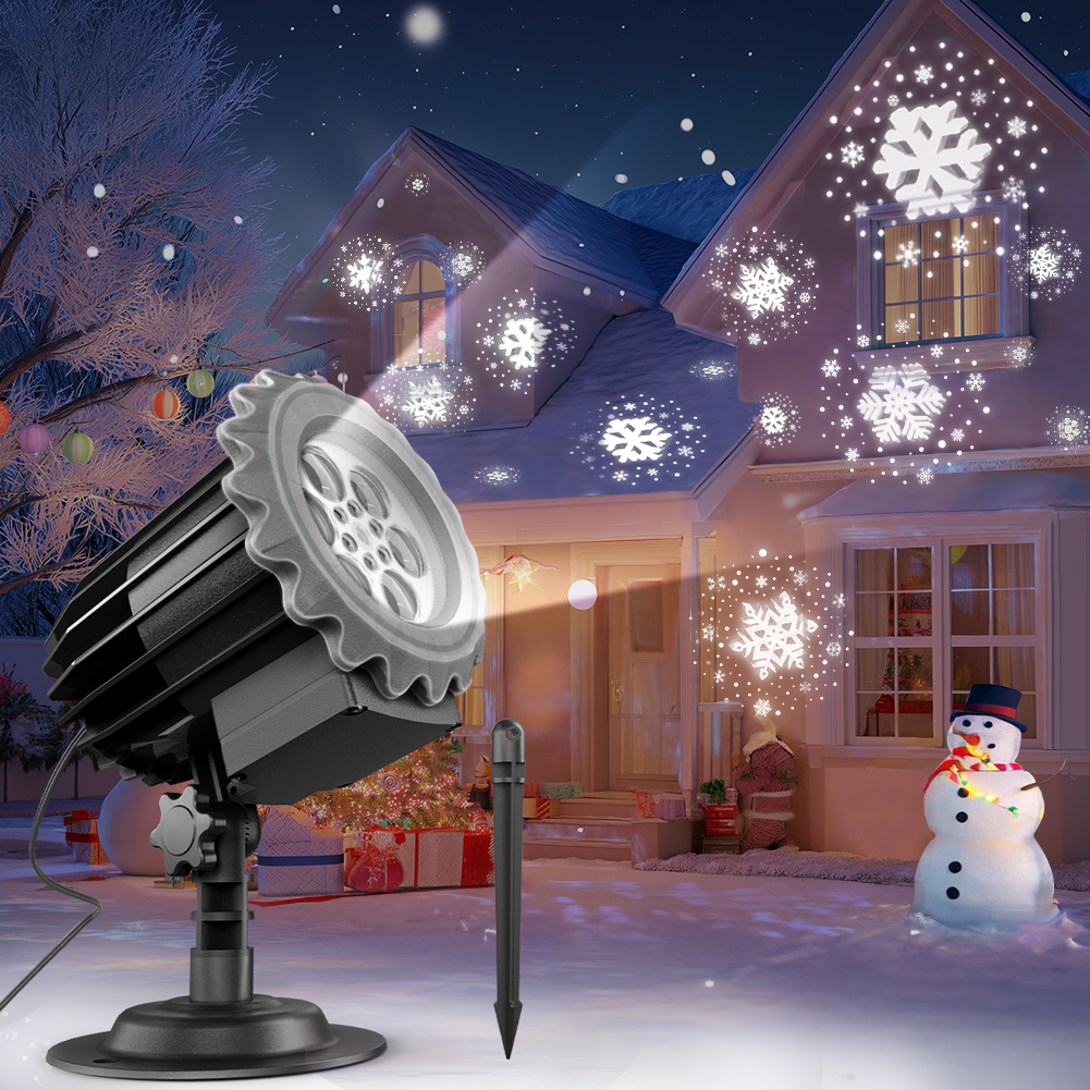Christmas Light Projector, Snowflake Projector Light 3D HD Snow Pattern Outdoor/Indoor Waterproof Landscape Lamp, 180° Adjustable Rotation for Holiday/Party/Christmas Decor