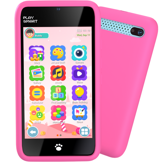 MOMILLA Toys Kids Smart Phone for Girls, 3.97” Cell Phone with Dual Cameras, Stickers & Frames, 200+ Games, 16GB Storage, Educational Mini Toddler Play Toy, Christmas Birthday Gift for Kids Age 3-10