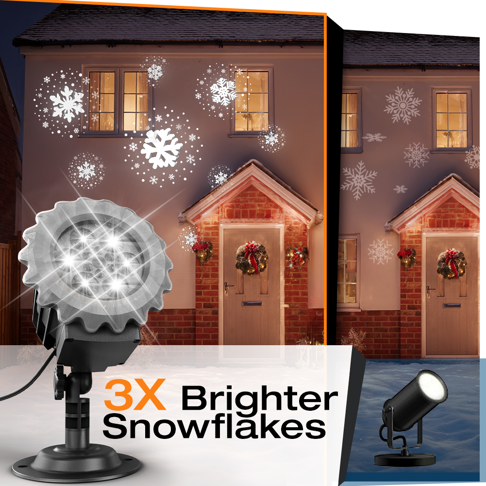 Christmas Light Projector, Snowflake Projector Light 3D HD Snow Pattern Outdoor/Indoor Waterproof Landscape Lamp, 180° Adjustable Rotation for Holiday/Party/Christmas Decor