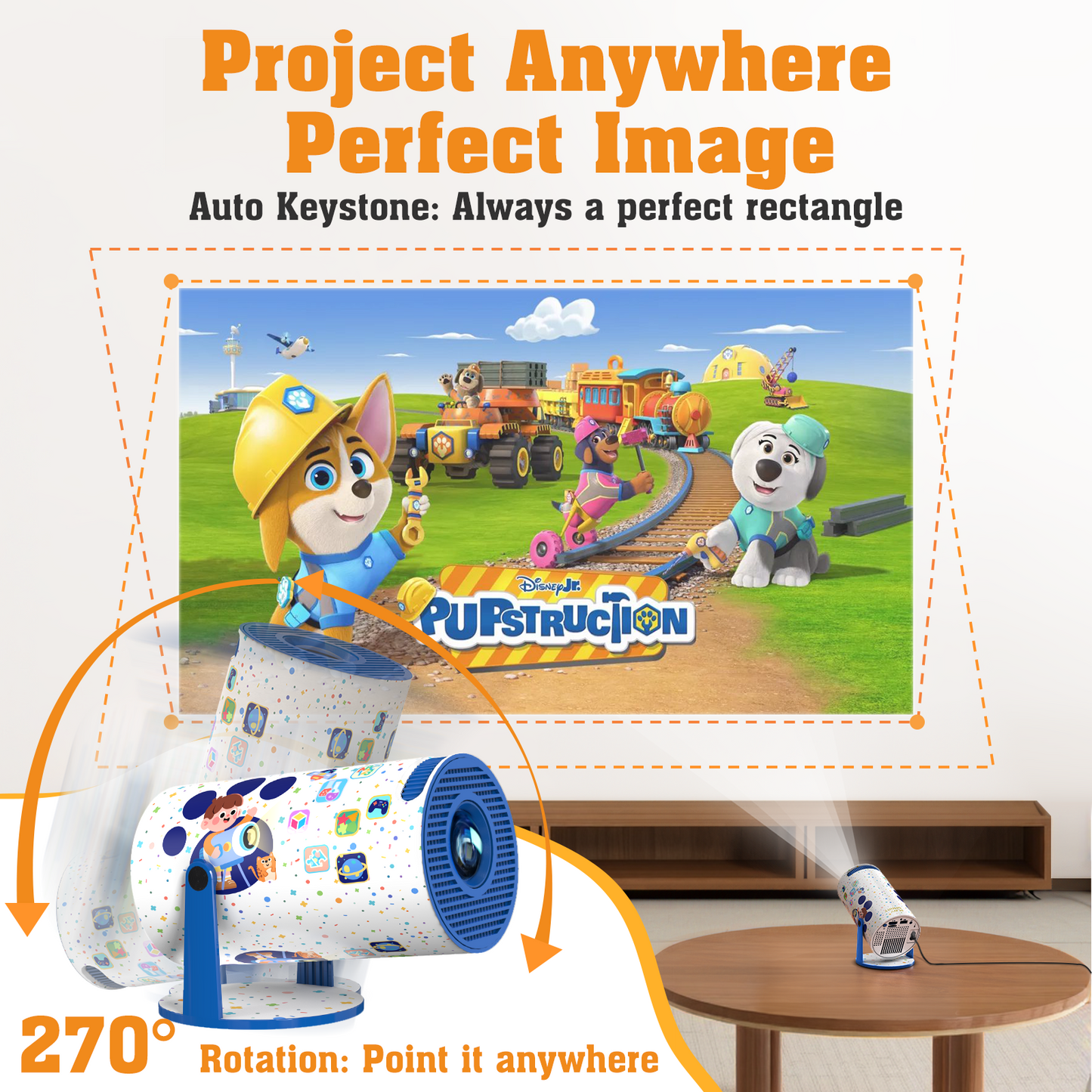 Kids Toys Projector with 275+ Games & TV, Mini Portable Projector With Wireless Controller, Eye-Safe HD Display, 270° Rotation, All-in-One Educational Learning & Entertainment Christmas Gifts for Kids