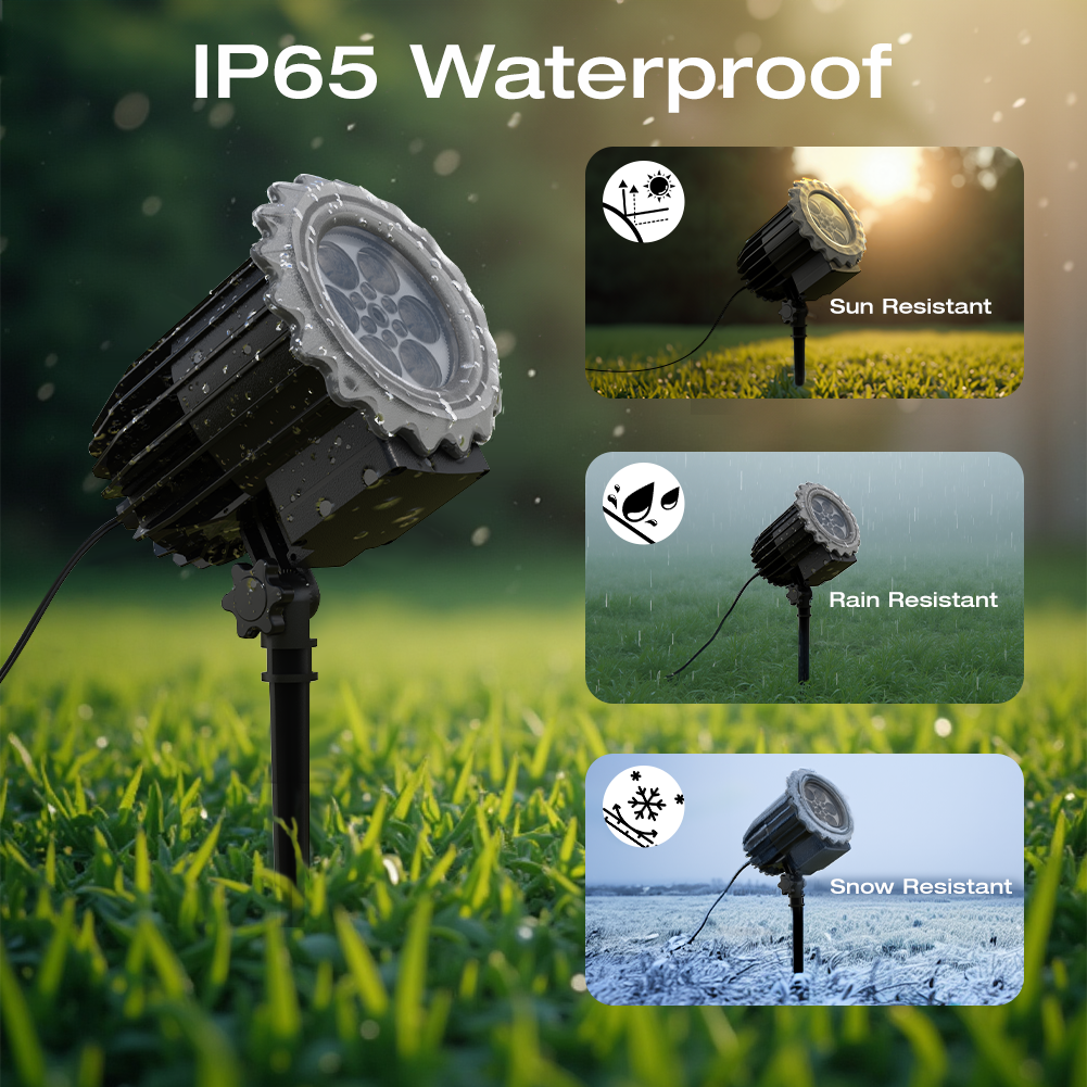 Christmas Light Projector, Snowflake Projector Light 3D HD Snow Pattern Outdoor/Indoor Waterproof Landscape Lamp, 180° Adjustable Rotation for Holiday/Party/Christmas Decor