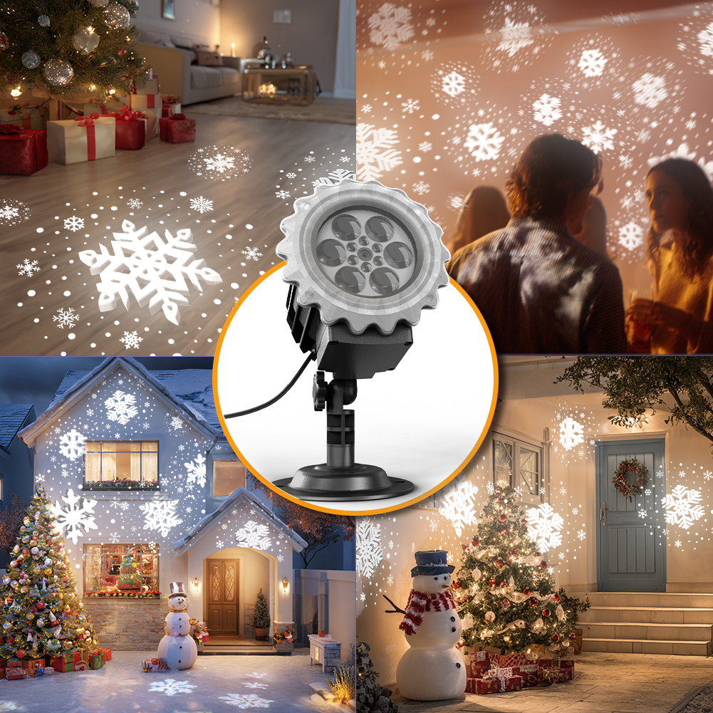 Christmas Light Projector, Snowflake Projector Light 3D HD Snow Pattern Outdoor/Indoor Waterproof Landscape Lamp, 180° Adjustable Rotation for Holiday/Party/Christmas Decor
