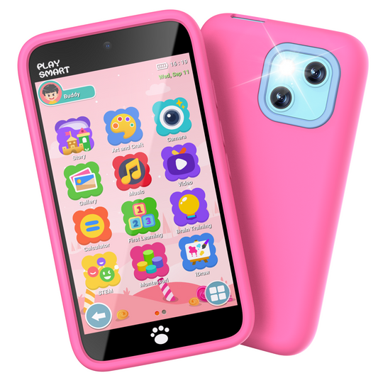 MOMILLA Kids Toys Smart Phone with Dual Camera, 3.97" Touchscreen, 200+ Educational Games, Learning Toys with Parental Control for Ages 3-8