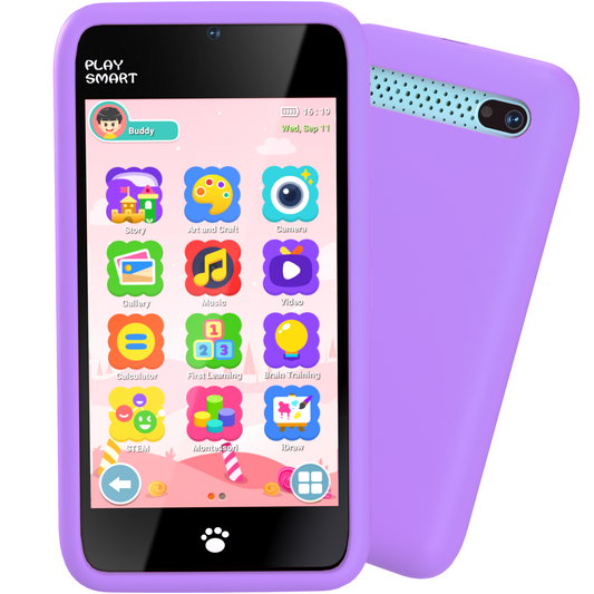 MOMILLA Kids Smart Phone Toys for Girls, 3.97” Touchscreen, Dual Cameras with Stickers, 200+ Games & 16GB Storage, Christmas Birthday Gift for Kids Age 3-10, Educational Mini Toddler Play Phone Toy