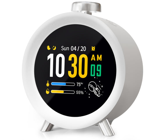 MOMILLA Alarm Clock for Heavy Sleepers, Colorful Screen Temperature, Loud 7-Day Programmable 4 Alarms, Small Clocks Bedrooms for Kids Adults Boys Girls, Easy to Set, Digital White Noise, Hourly Chime