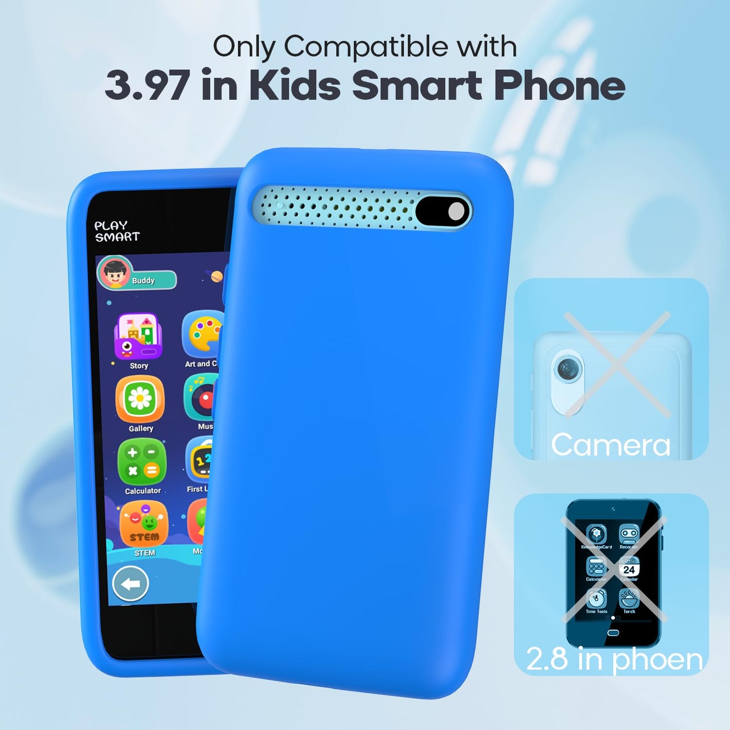 Silicone Phone Case for 3.97" Screen, Shockproof & Durable, Soft Protective Cover for Cell Phone-Blue