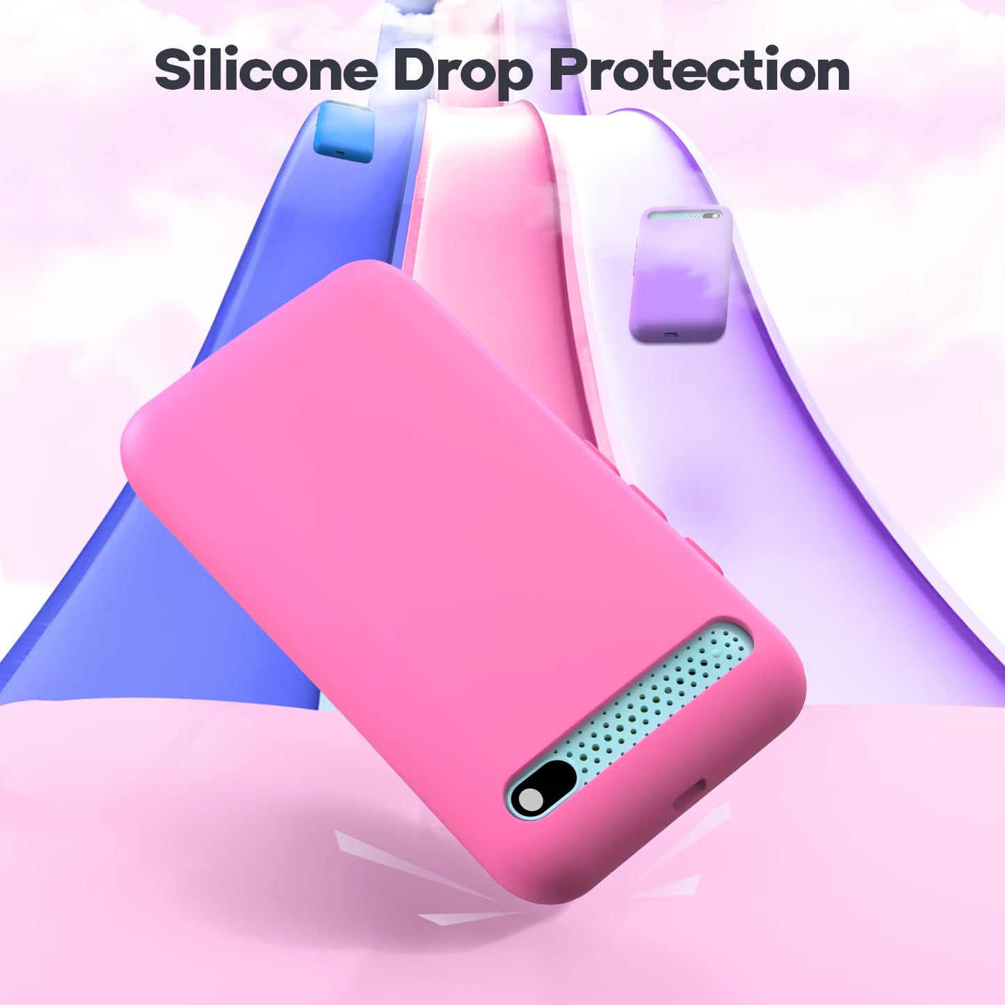 Silicone Phone Case for 3.97" Screen, Shockproof & Durable, Soft Protective Cover for Cell Phone-Pink