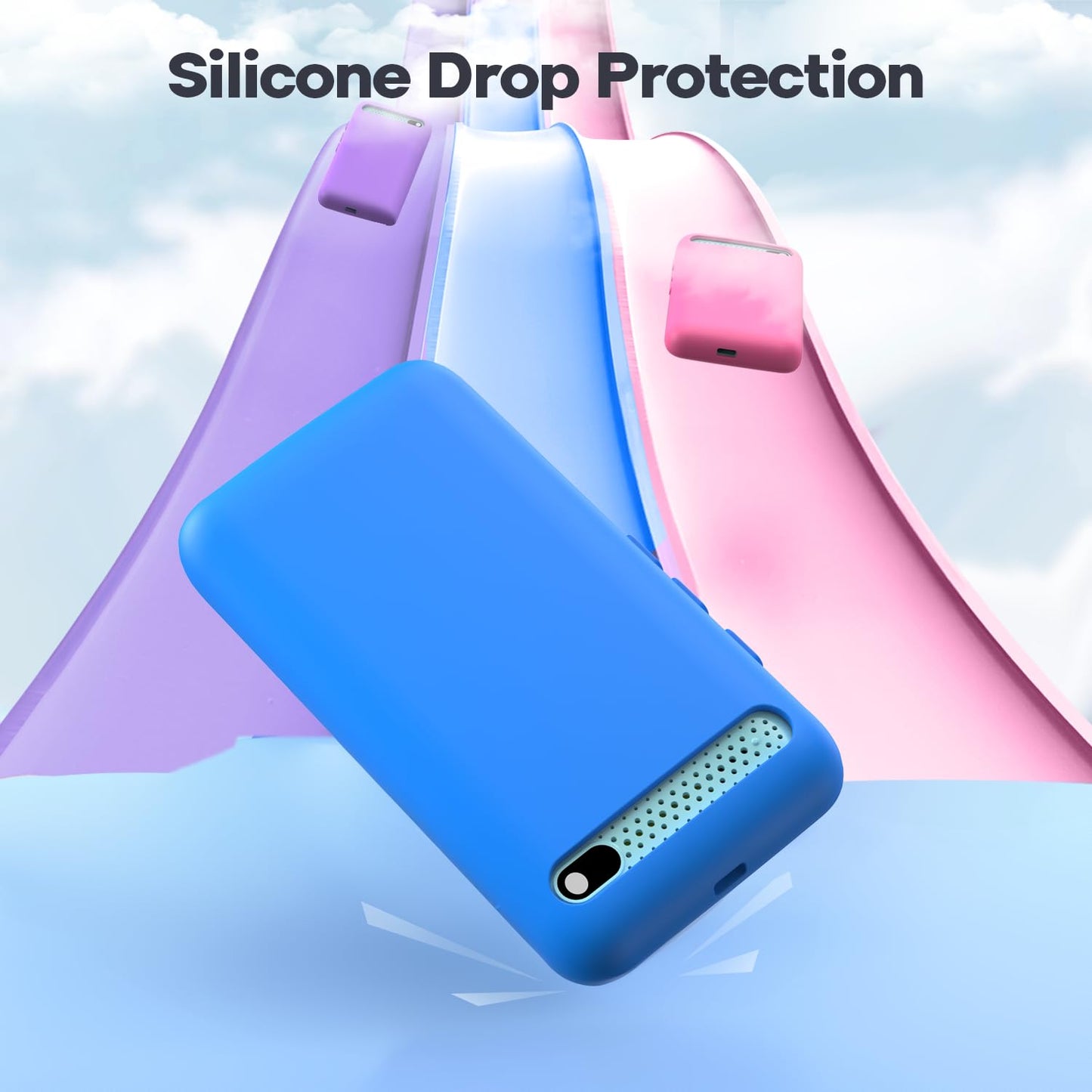 Silicone Phone Case for 3.97" Screen, Shockproof & Durable, Soft Protective Cover for Cell Phone-Blue