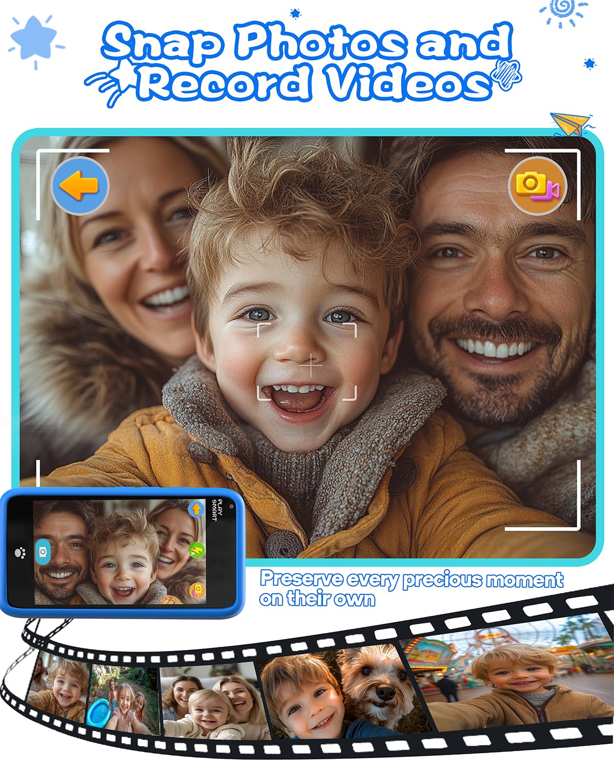 Kids Toys Smart Phone, Girls Toys with 3.97" Touchscreen Phone, Birthday Gift for Kids Age 3-12, Toddler Toys Learning Smartphone, 16 GB Storage Cell Phone with Front Camera (No Dual Camera)