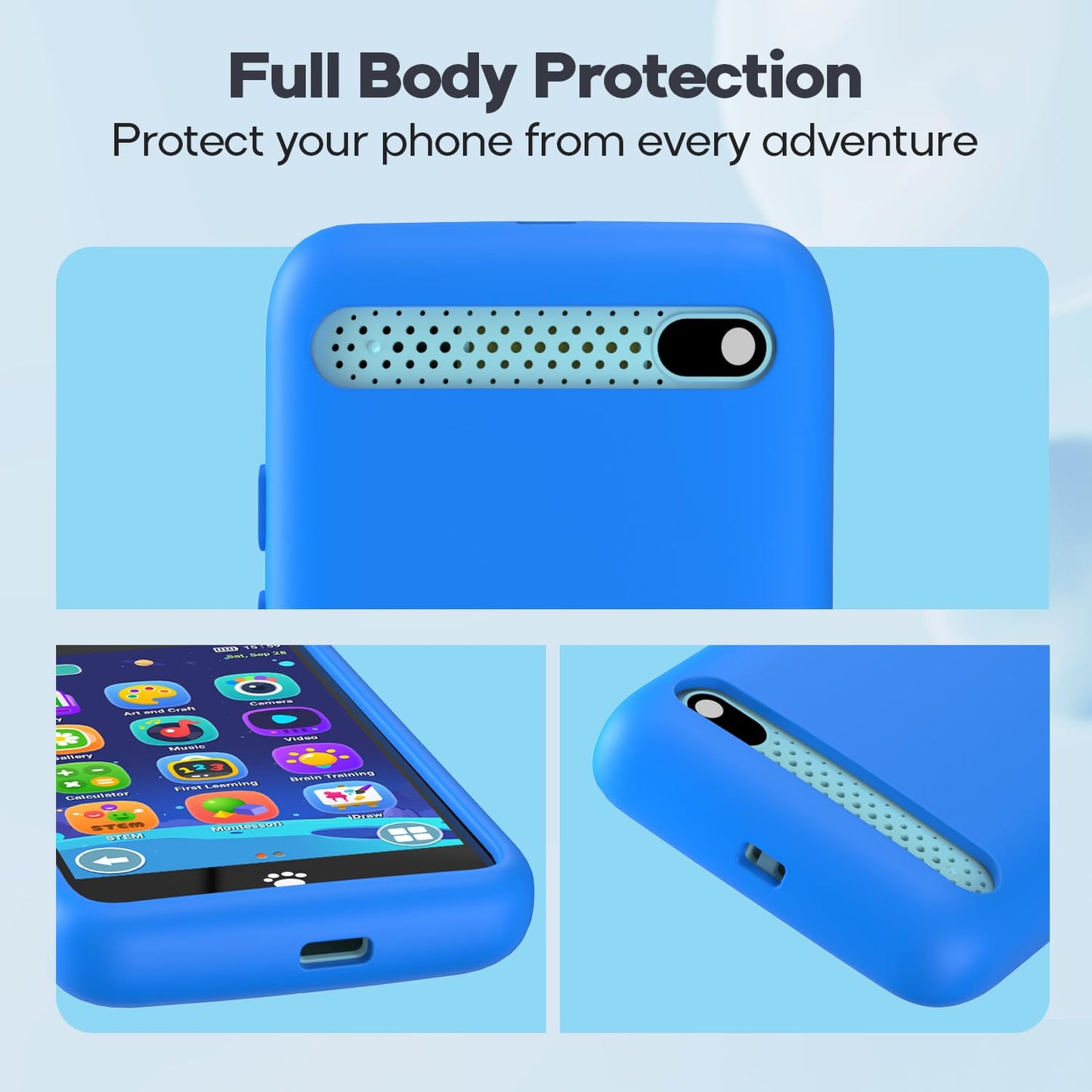 Silicone Phone Case for 3.97" Screen, Shockproof & Durable, Soft Protective Cover for Cell Phone-Blue