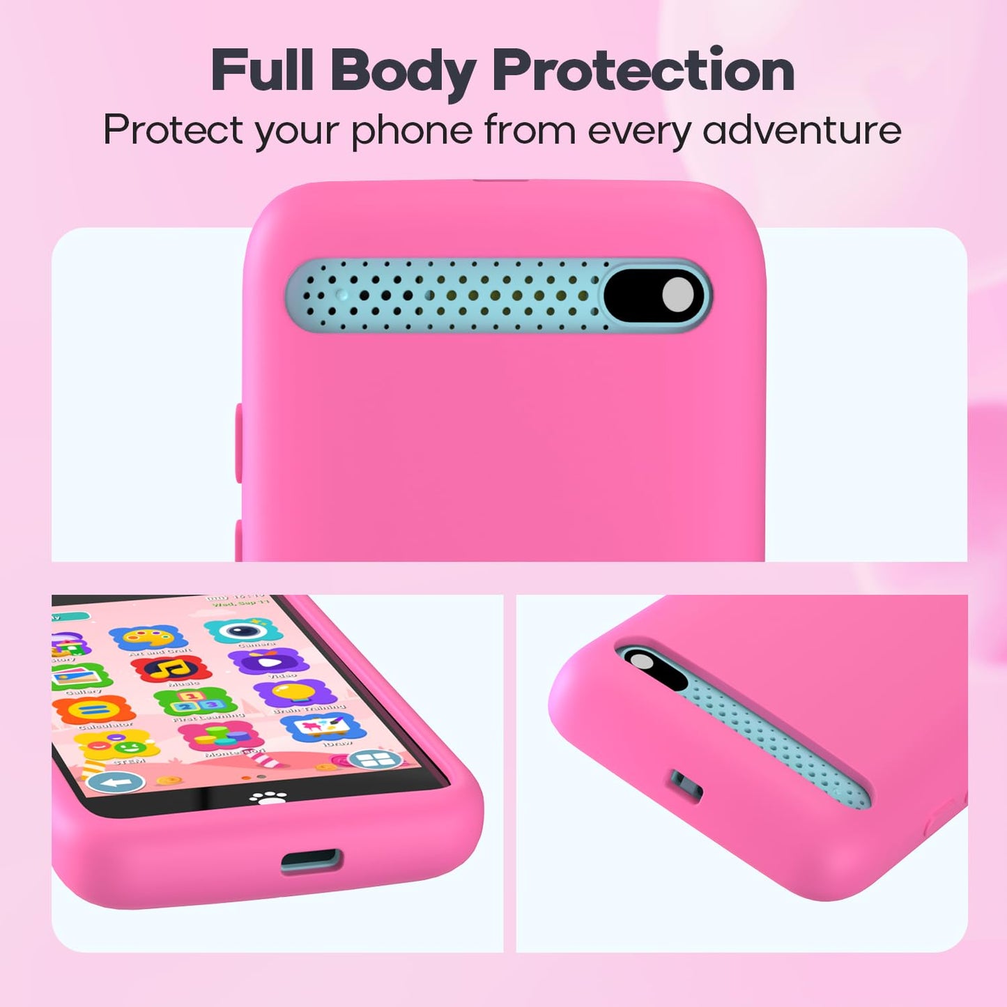 Silicone Phone Case for 3.97" Screen, Shockproof & Durable, Soft Protective Cover for Cell Phone-Pink
