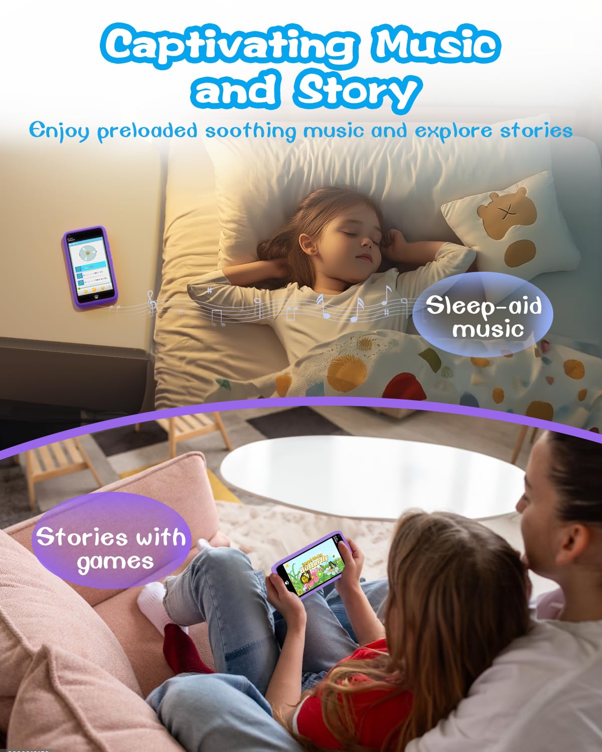 Kids Toys Smart Phone, Girls Toys with 3.97" Touchscreen Phone, Birthday Gift for Kids Age 3-12, Toddler Toys Learning Smartphone, 16 GB Storage Cell Phone with Front Camera (No Dual Camera)