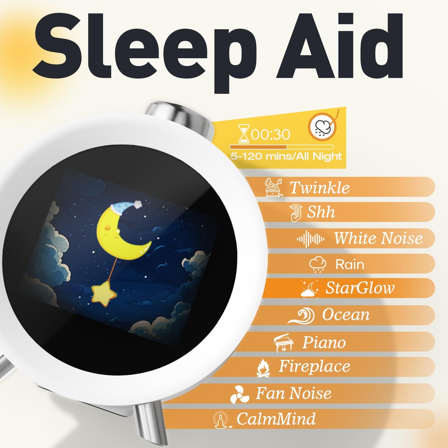 MOMILLA Alarm Clock for Heavy Sleepers, Colorful Screen Temperature, Loud 7-Day Programmable 4 Alarms, Small Clocks Bedrooms for Kids Adults Boys Girls, Easy to Set, Digital White Noise, Hourly Chime