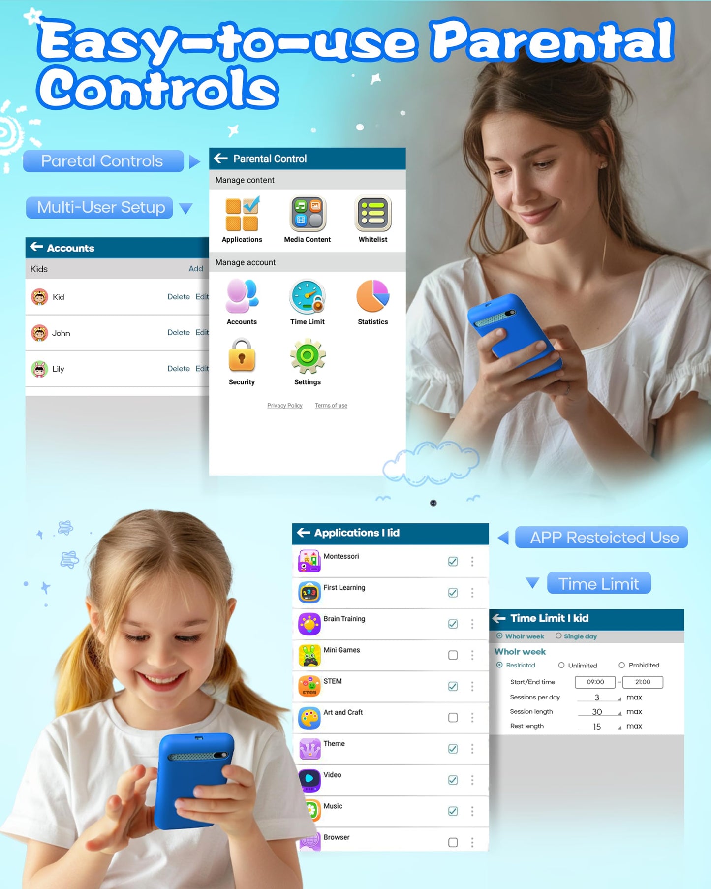 Kids Toys Smart Phone, Girls Toys with 3.97" Touchscreen Phone, Birthday Gift for Kids Age 3-12, Toddler Toys Learning Smartphone, 16 GB Storage Cell Phone with Front Camera (No Dual Camera)